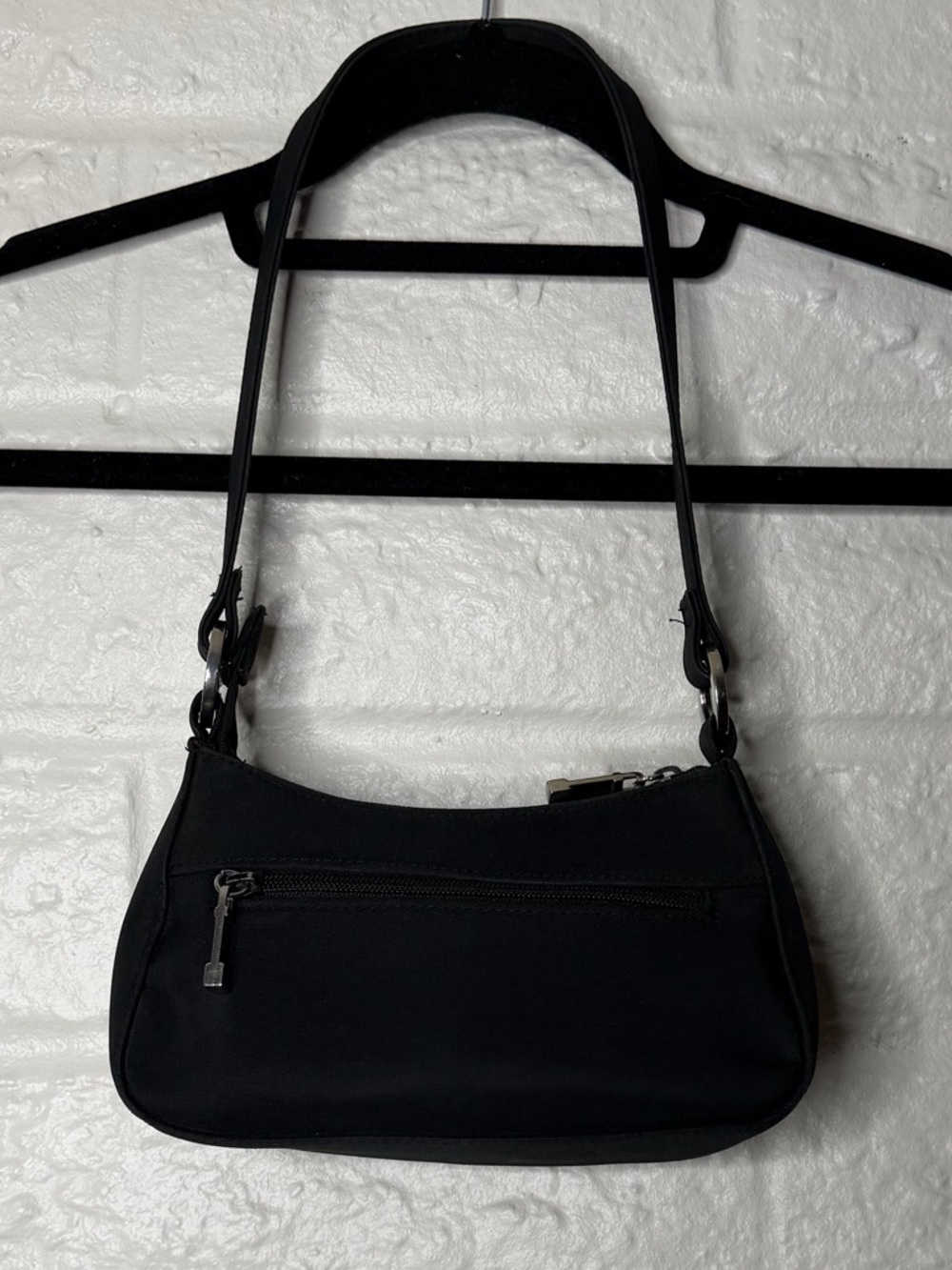 Vintage Y2K Cherokee Black Micro Shoulder Bag Chunky Silvertone Hardware